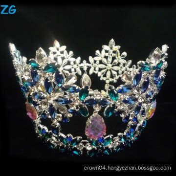 High Quality Fully Round Colored Crown For Royal King Pageant Crowns For Men